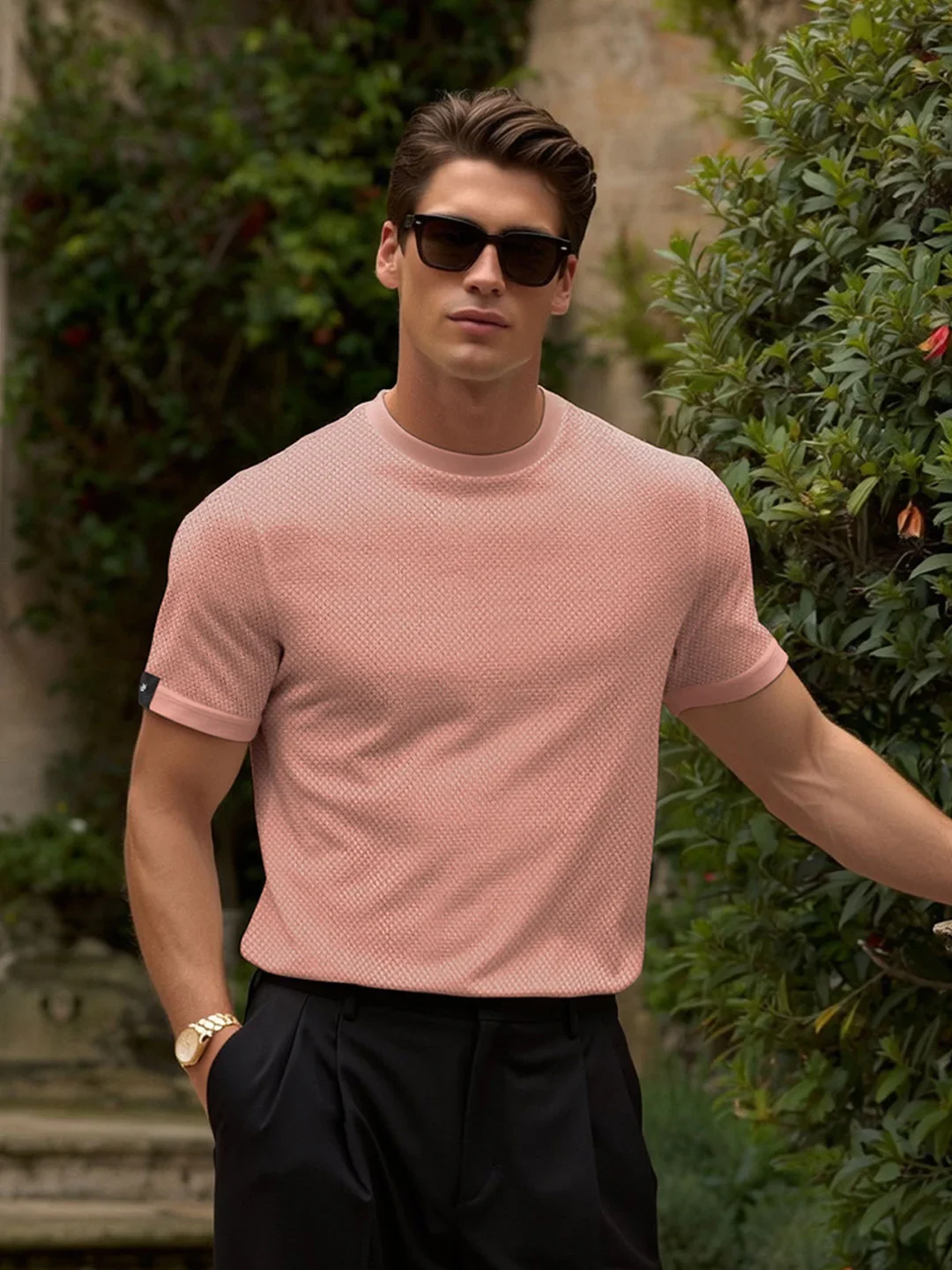 Casual Flat Knit T-Shirt | Pink - Image 2
