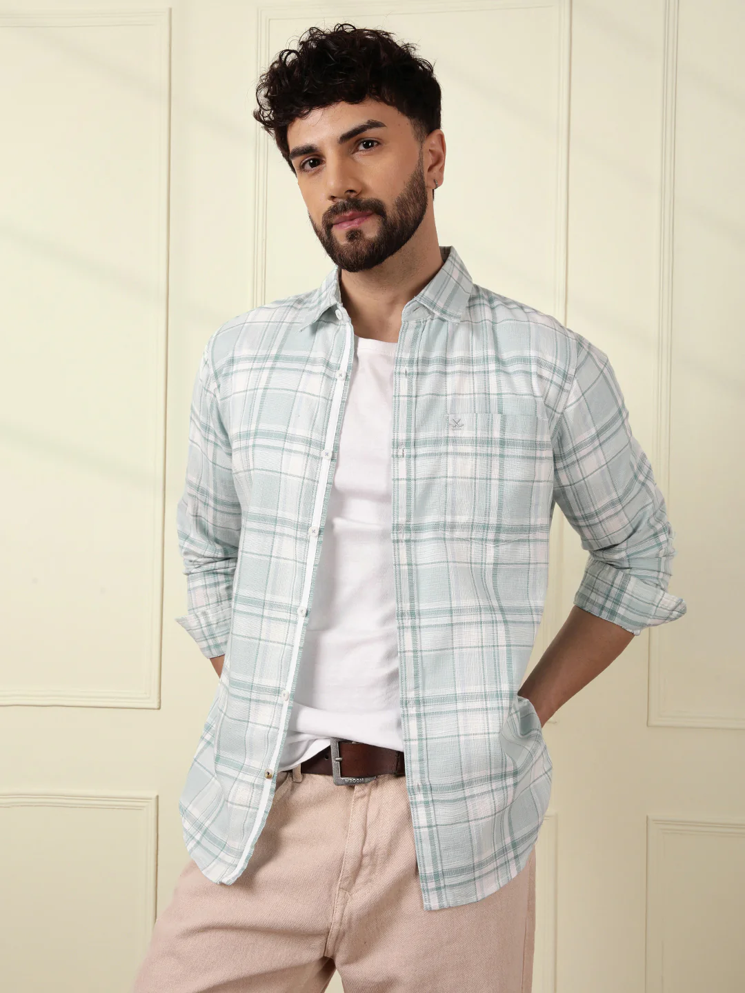 Textured Checks Summer Shirt | Green - Image 2