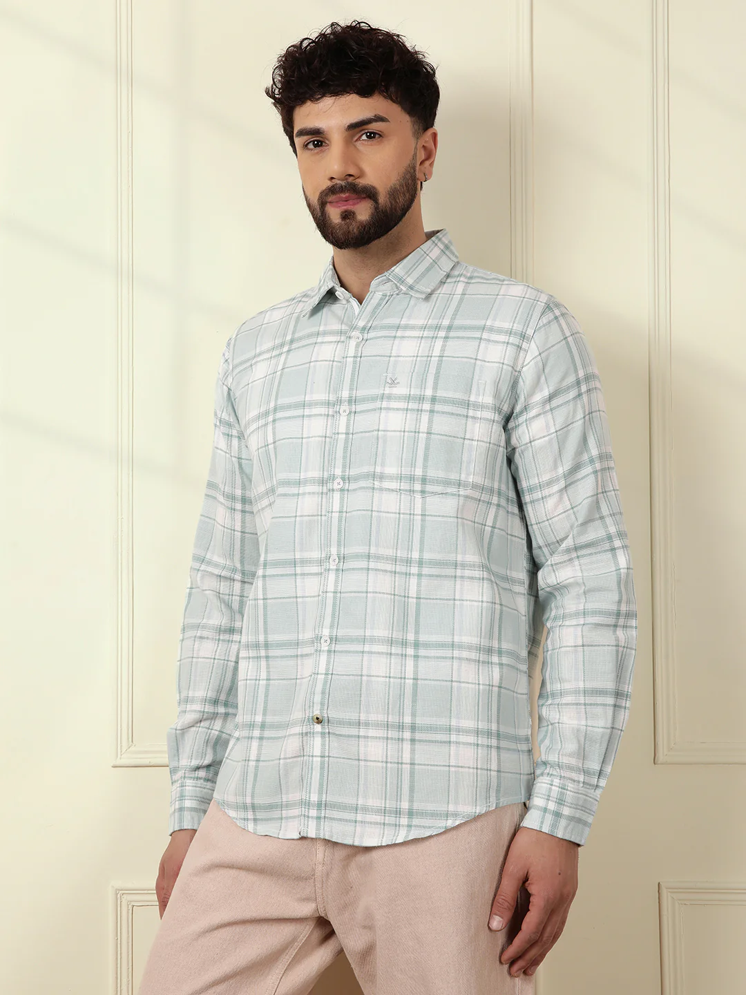 Textured Checks Summer Shirt | Green - Image 5