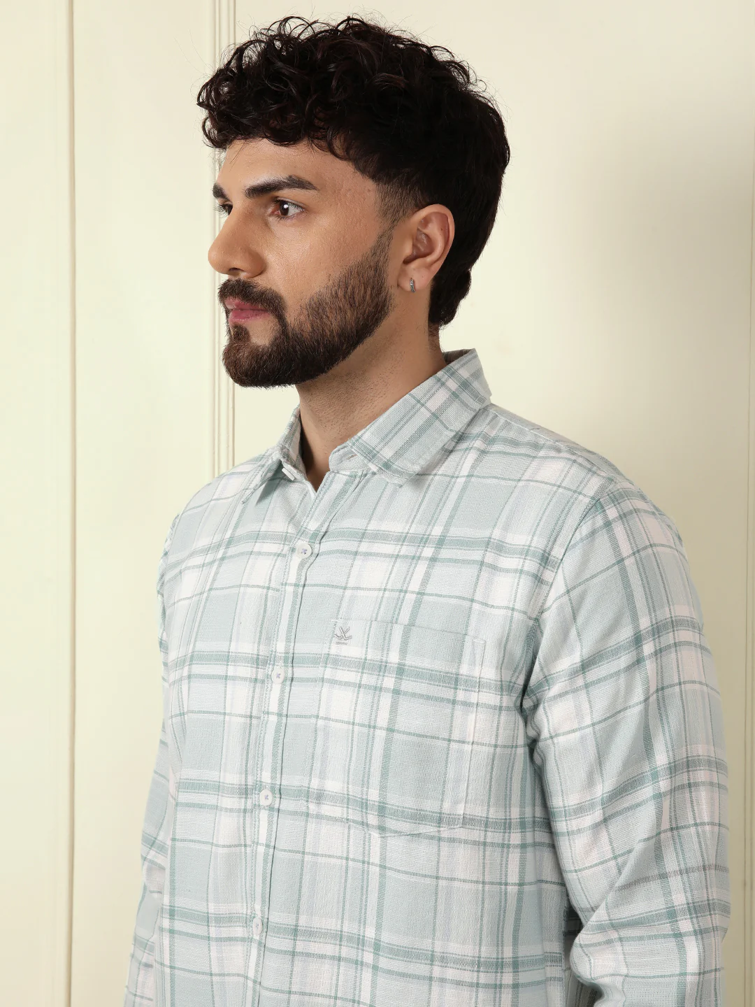 Textured Checks Summer Shirt | Green - Image 6