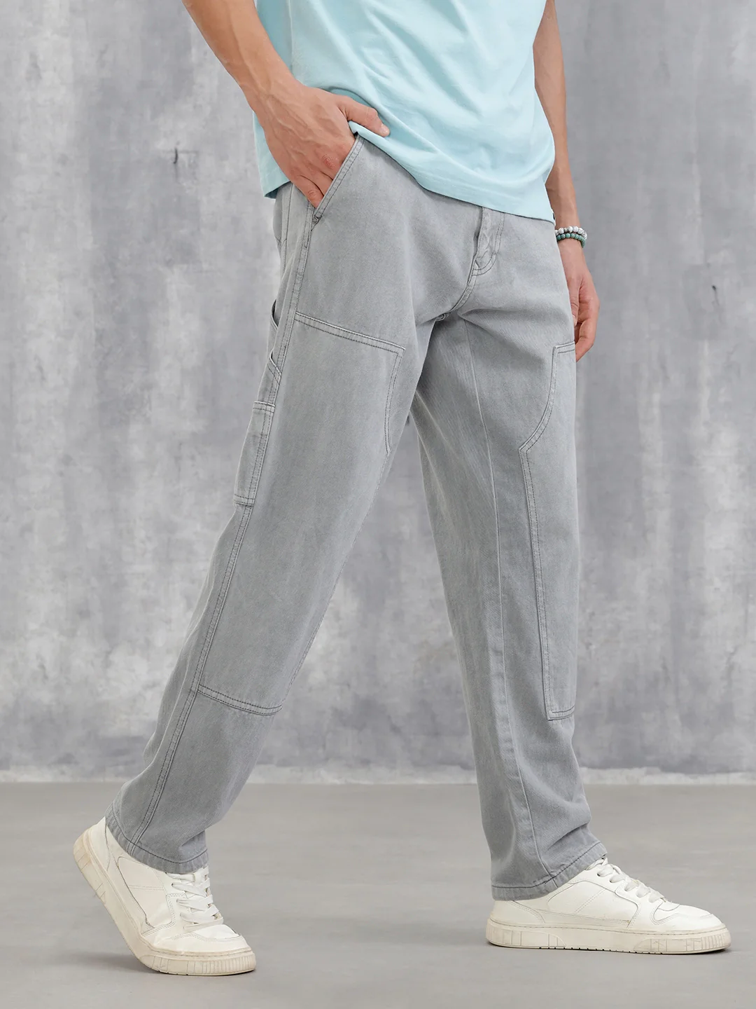 Casual Grey Carpenter Fit Trousers | Mid Grey - Image 4