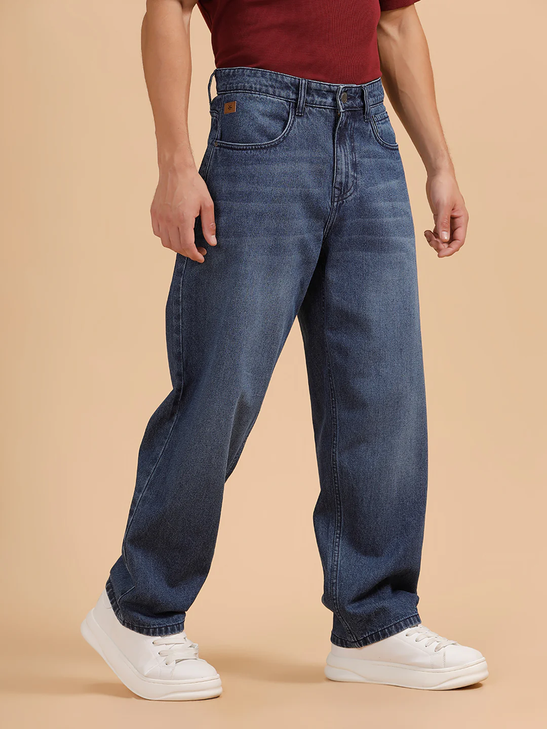 Casual Heavy Fade Loose Fit Jeans| Blue - Image 4