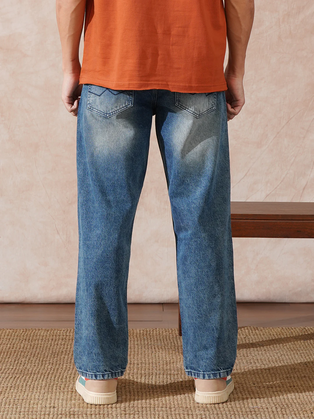 Casual Heavy Fade Loose Fit Jeans | Blue - Image 3