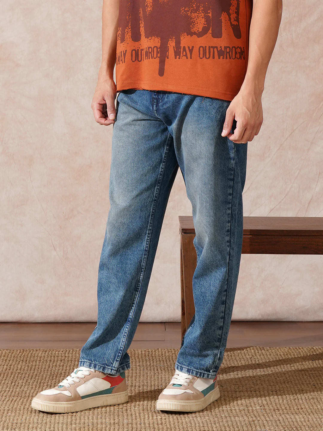Casual Heavy Fade Loose Fit Jeans | Blue - Image 4