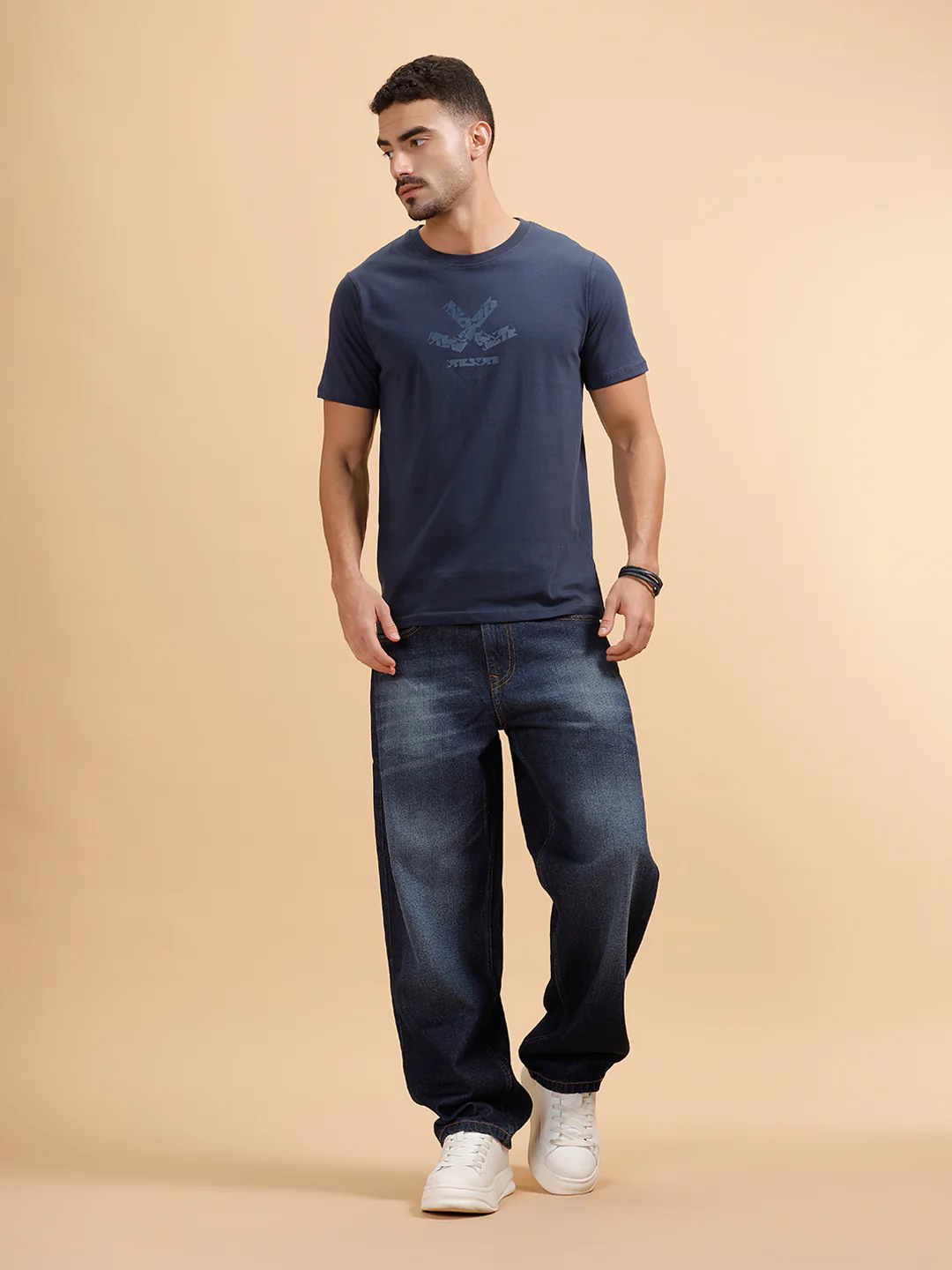 Casual Heavy Fade Loose Fit Jeans | Dark Blue - Image 2