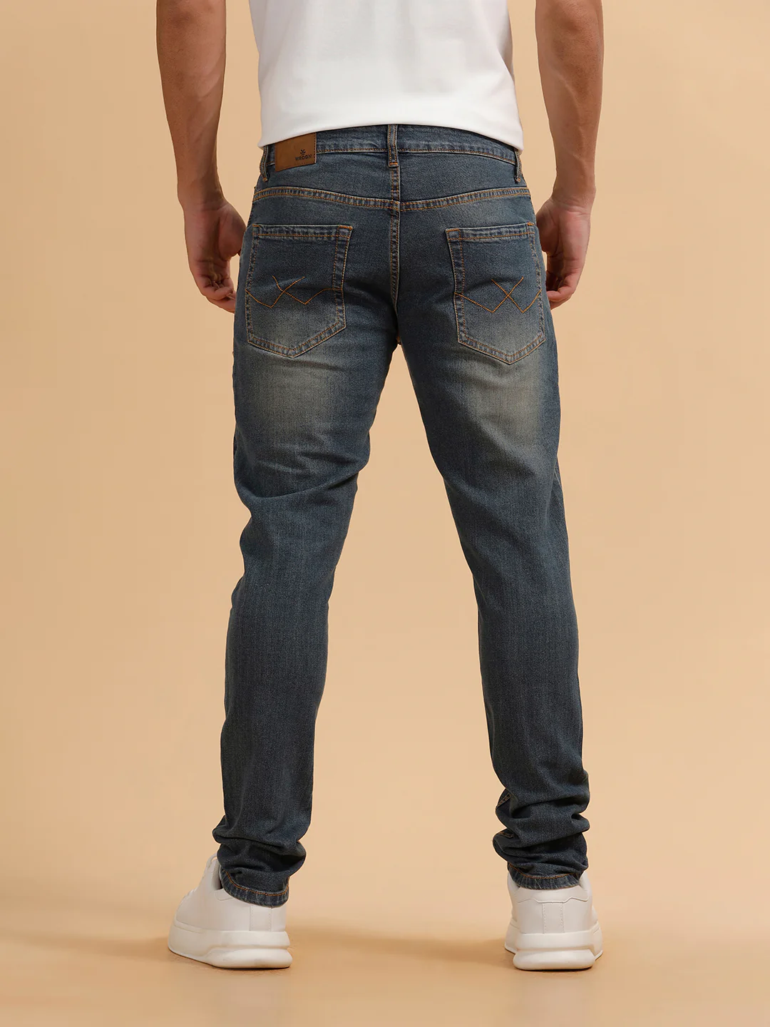 Casual Heavy Fade Slim Fit Jeans | Blue - Image 3