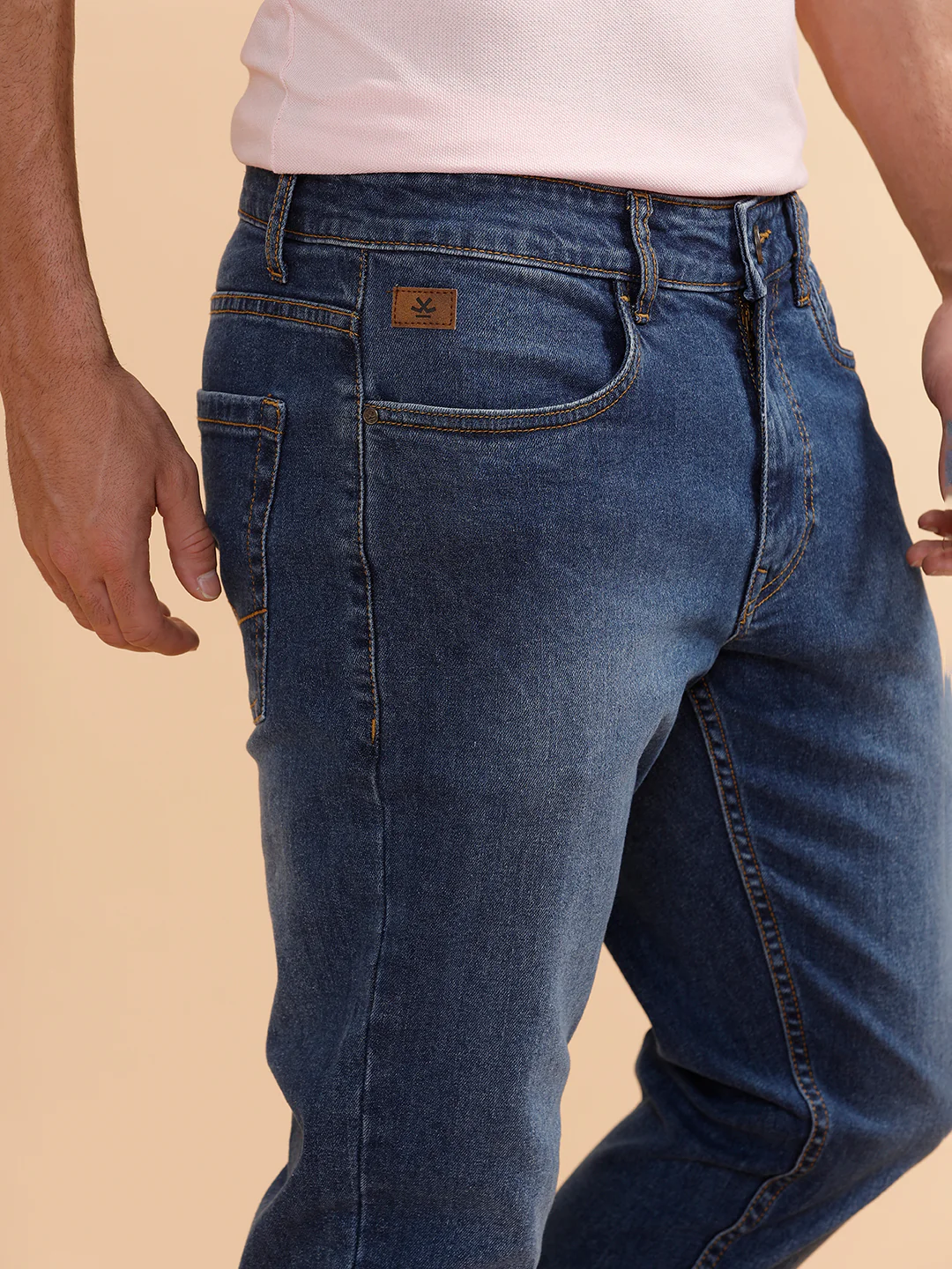 Casual Heavy Fade Slim Fit Jeans | Blue - Image 5