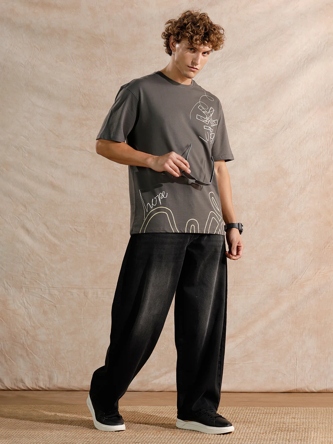 Casual Heavy Fade Baggy Fit Jeans | Dark Grey - Image 2