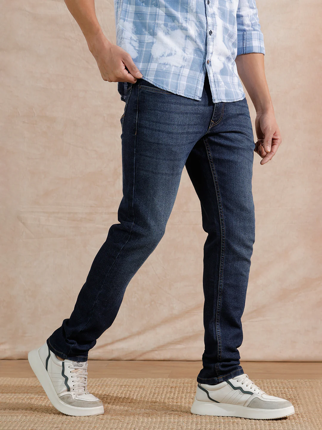 Casual Heavy Fade Slim Fit Jeans | Blue - Image 4