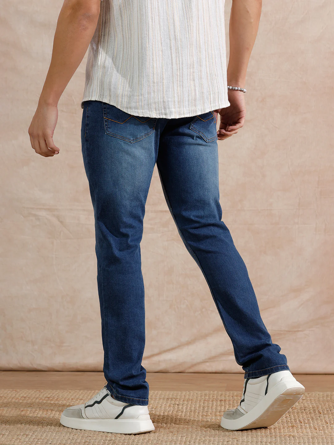 Casual Heavy Fade Slim Fit Jeans | Blue - Image 3
