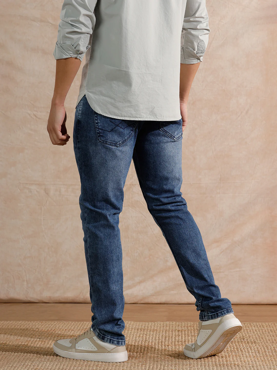 Casual Heavy Fade Slim Fit Jeans | Dark Blue - Image 3