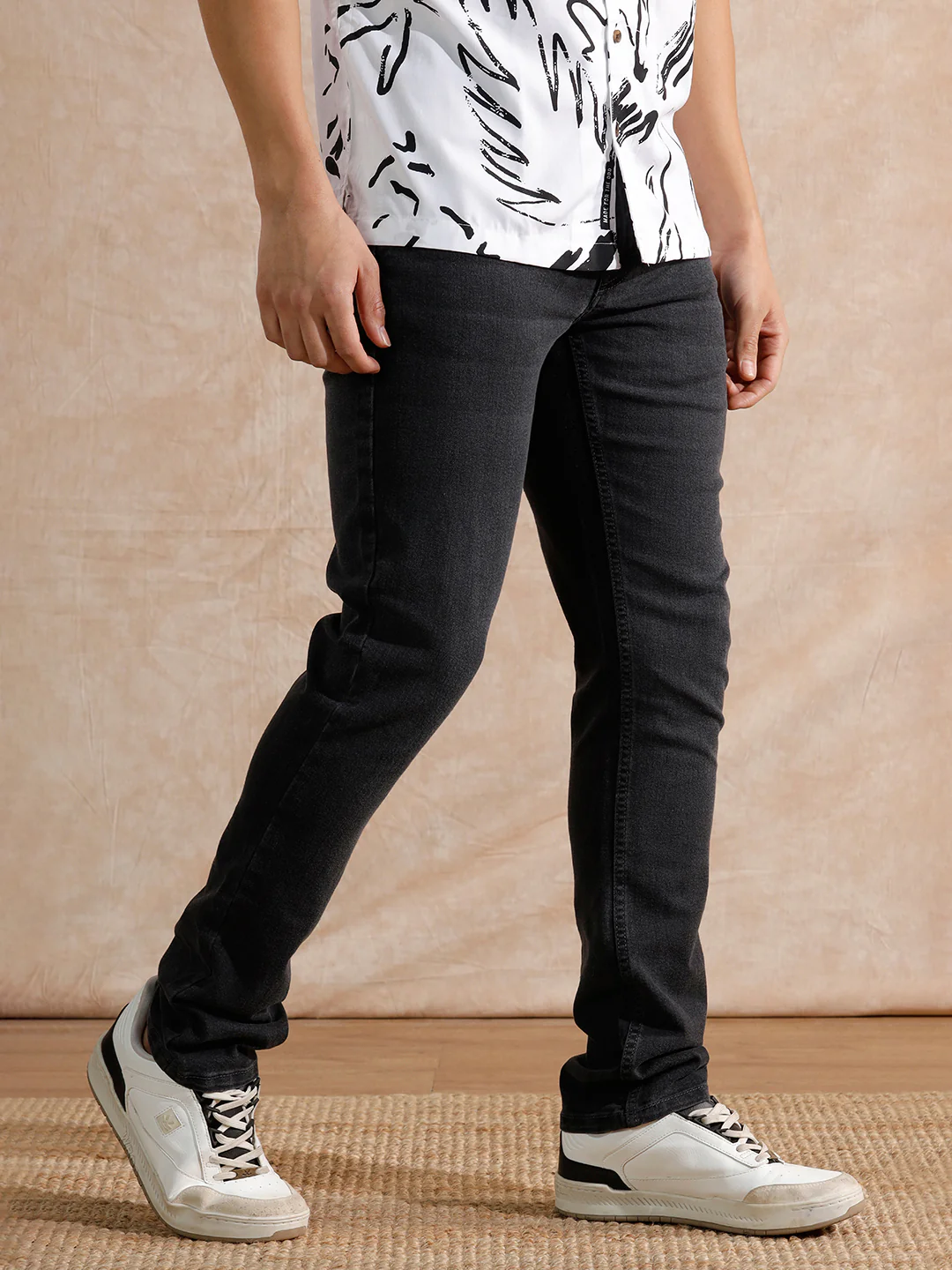 Casual Heavy Fade Straight Fit Jeans | Dark Grey - Image 4