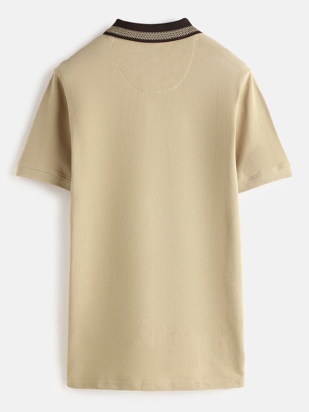 Casual Jacquard Collar Polo T-Shirt | Khaki - Image 4