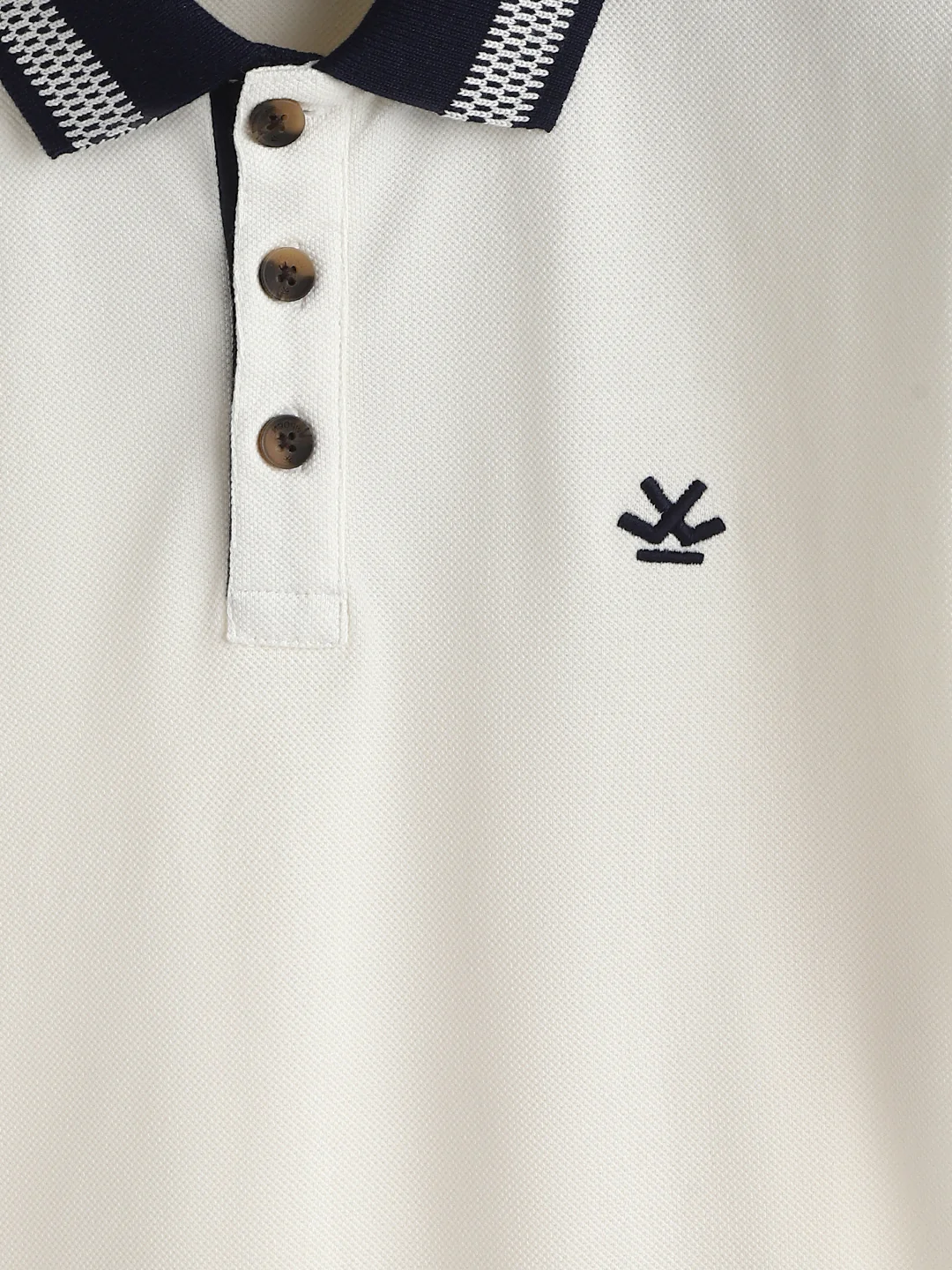 Casual Jacquard Collar Polo T-Shirt | Off White - Image 3