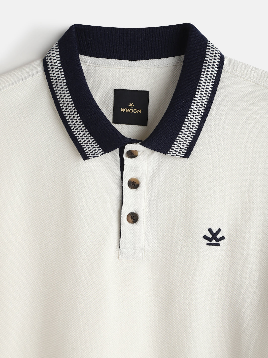 Casual Jacquard Collar Polo T-Shirt | Off White - Image 5