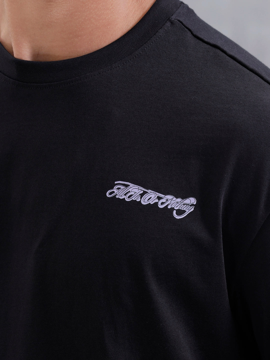 Casual Men Oversized Fit Tee With Graphic | Black - Image 5
