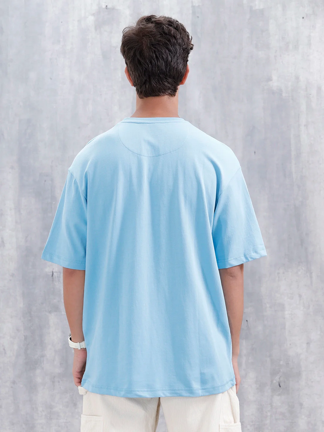 Casual Men Oversized Fit Tee With Graphic | Blue - Image 3