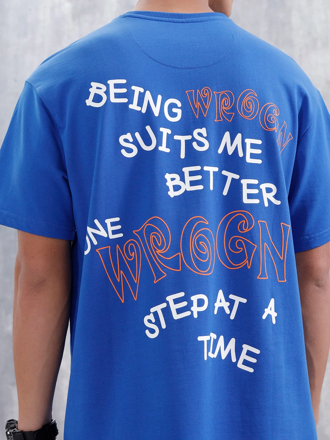 Casual Men Oversized Fit Tee With Graphic | Blue - Image 5