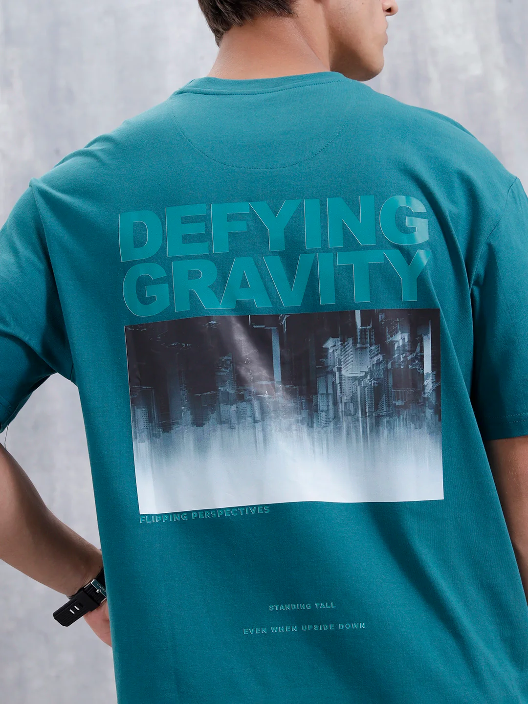 Casual Men Oversized Fit Tee With Graphic | Green - Image 5