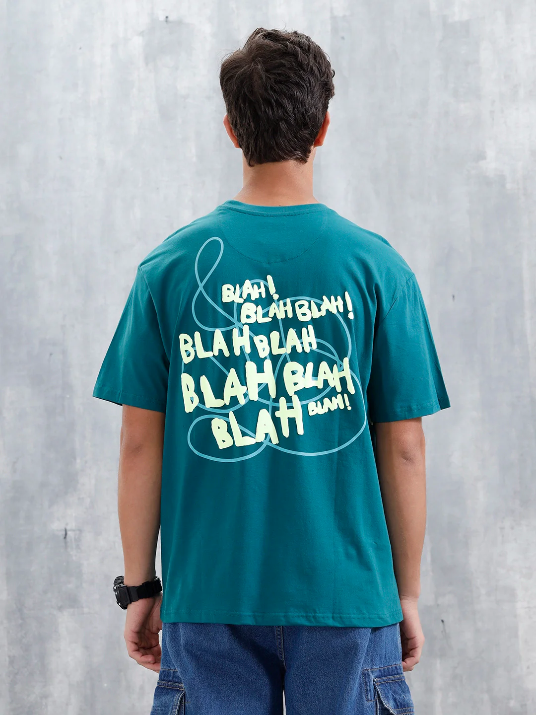 Casual Men Oversized Fit Tee With Graphic | Green - Image 3