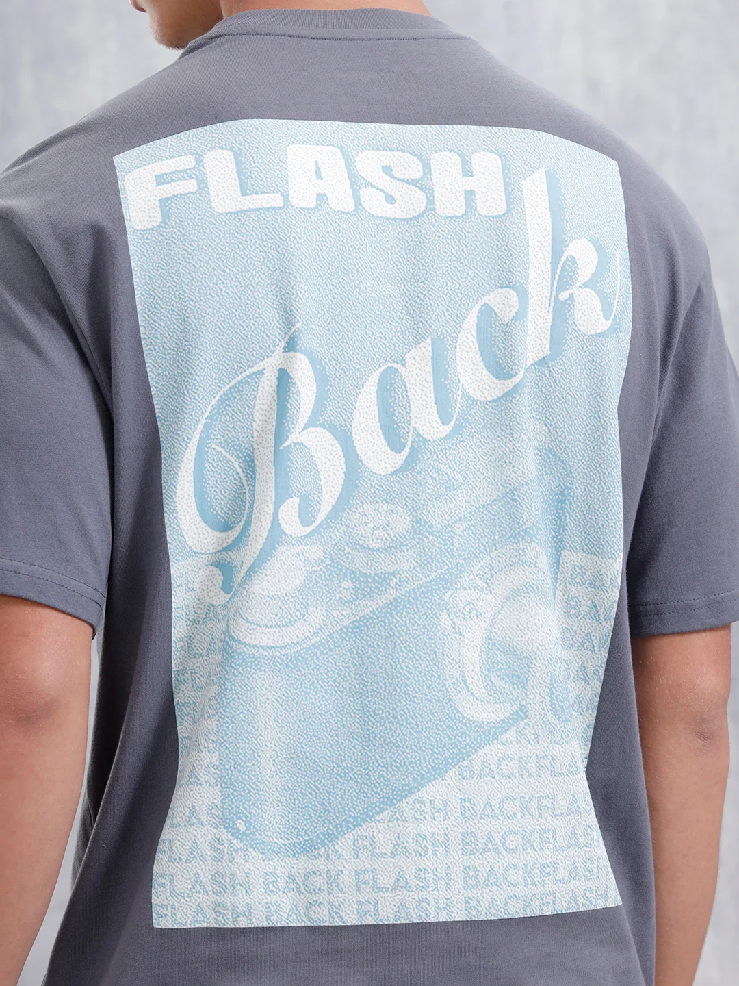 Casual Men Oversized Fit Tee With Graphic | Grey - Image 4