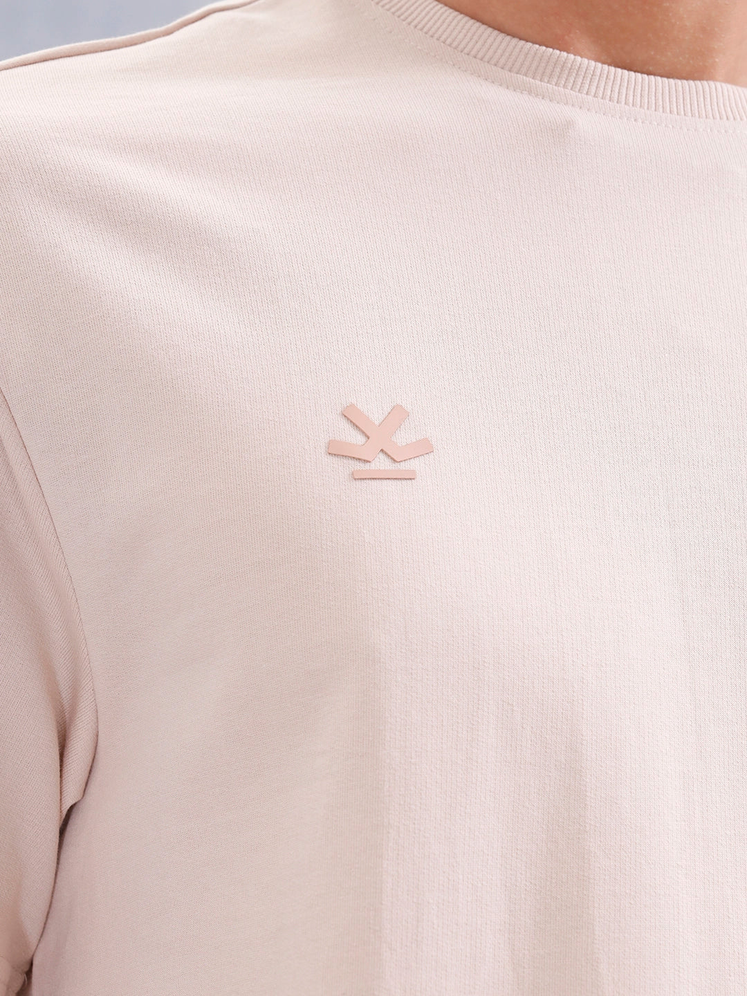 Casual Men Oversized Fit Tee With Typo Graphic | Beige - Image 5