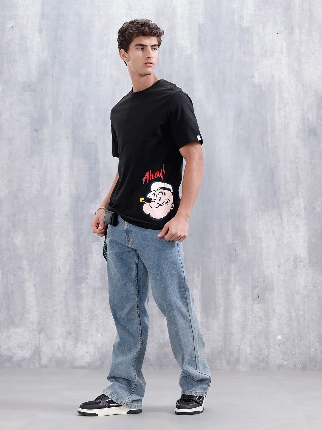 Casual Men’s Comfort Fit T-Shirt Featuring Popeye | Black - Image 2