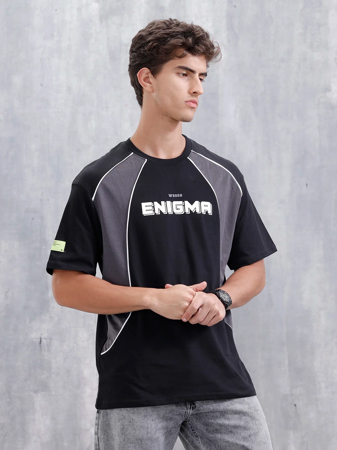 Casual Men Sporty Look Oversized Fit Tee With Print | Black - Image 4