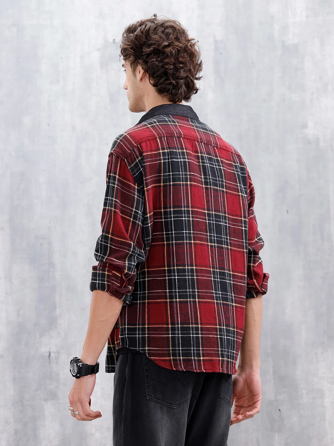 Casual Oversized Fit Checkered Pattern Shirt | Red - Image 3