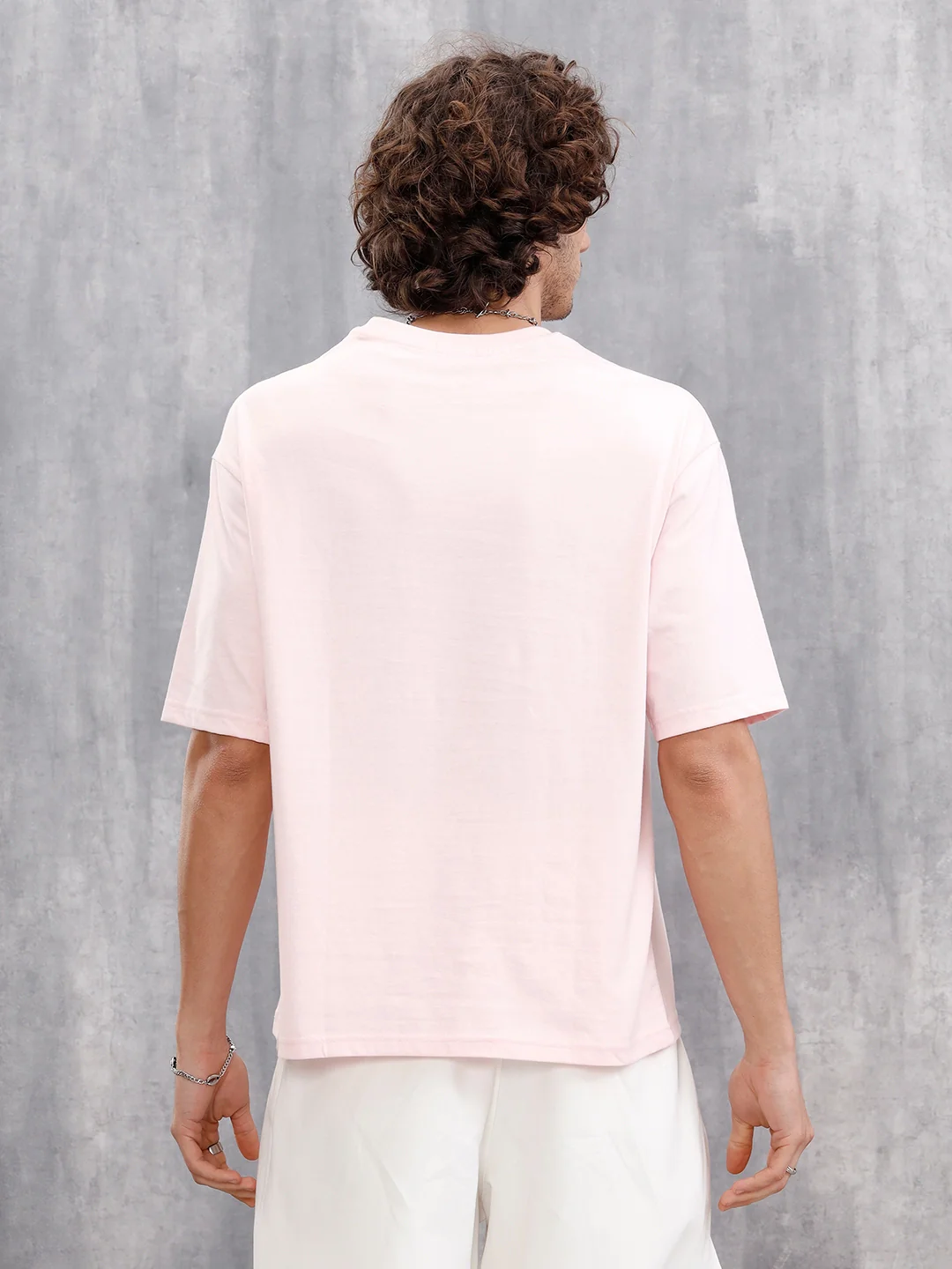 Casual Oversized Solid Tshirt With Branding |  Pink - Image 3