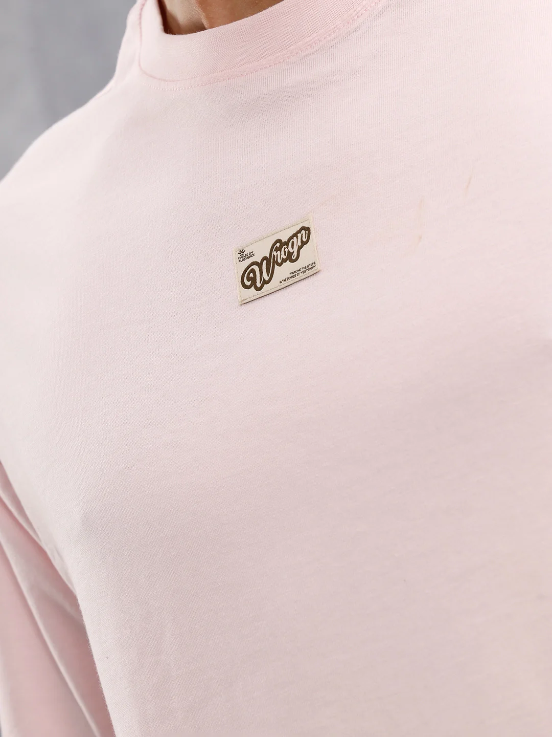 Casual Oversized Solid Tshirt With Branding |  Pink - Image 4