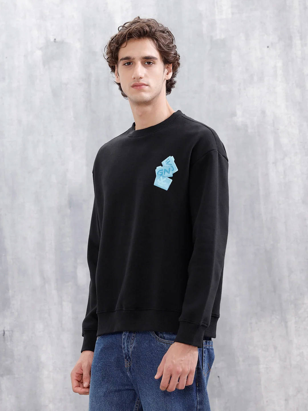 Casual Oversized Sweatshirt With Statement Graphic | Black - Image 5