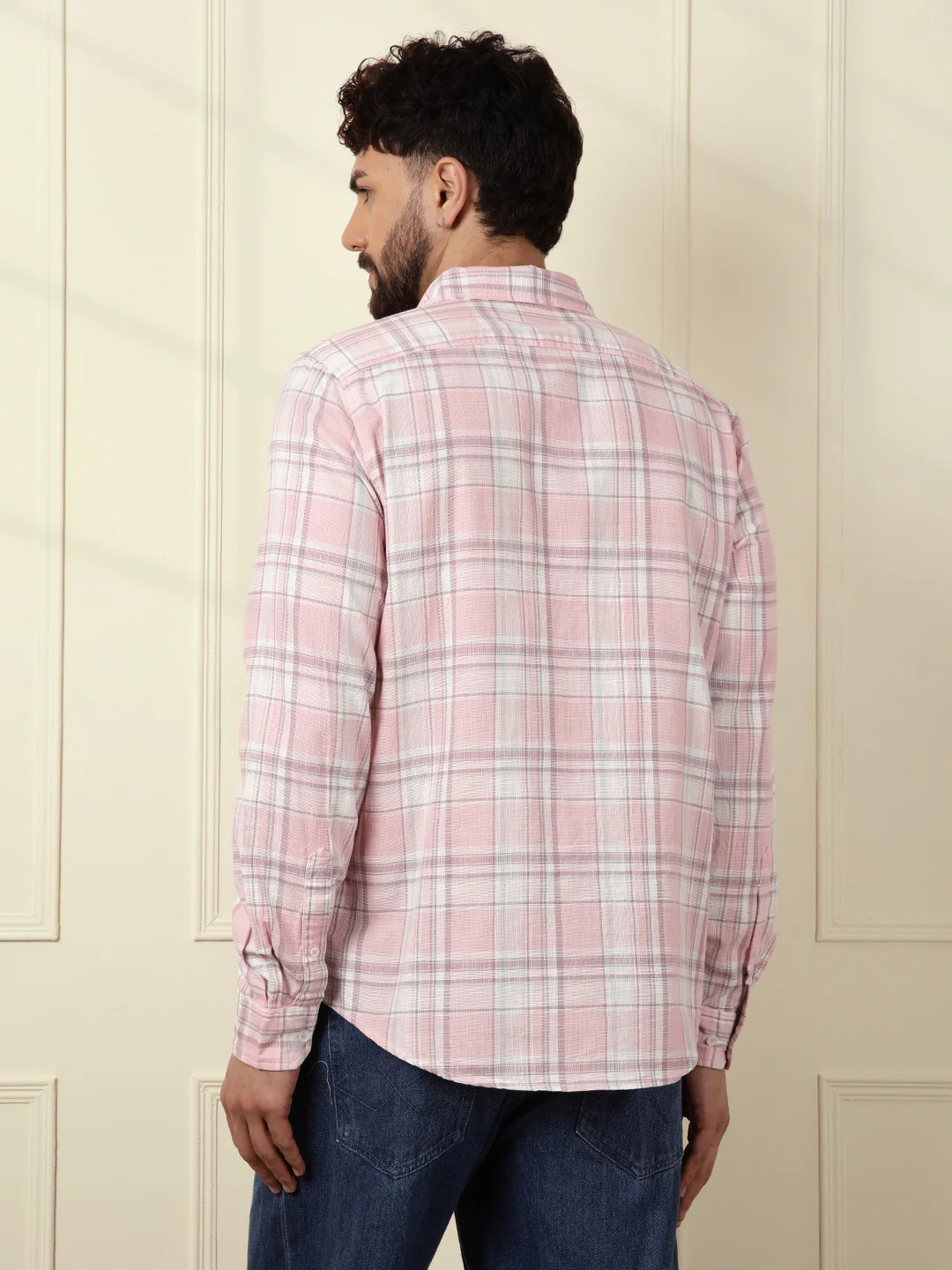 Textured Checks Summer Shirt | Pink - Image 4