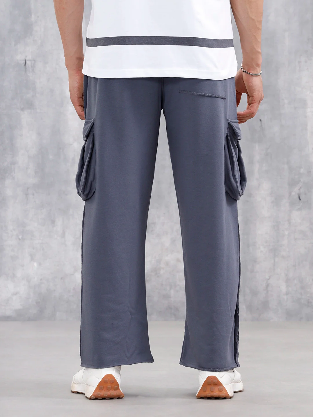 Casual Raw Edged Cargo Pants For Men | Dark Grey - Image 3