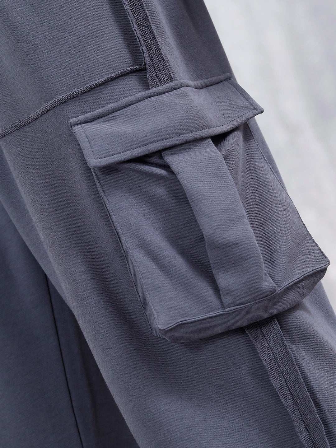 Casual Raw Edged Cargo Pants For Men | Dark Grey - Image 5