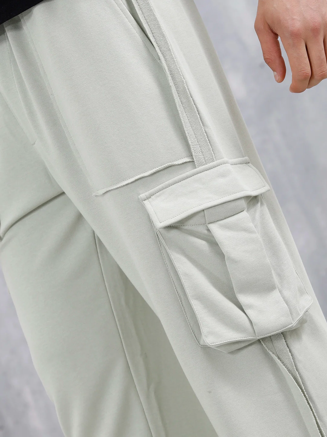 Casual Raw Edged Cargo Pants For Men | Light Green - Image 5