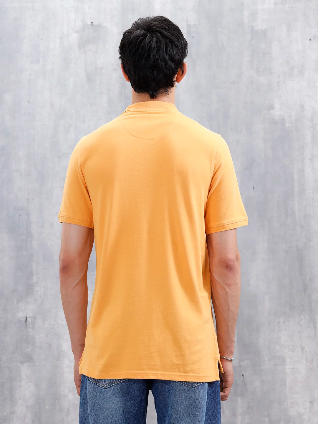 Casual Slim Fit Solid Polo T-Shirt | Orange - Image 3