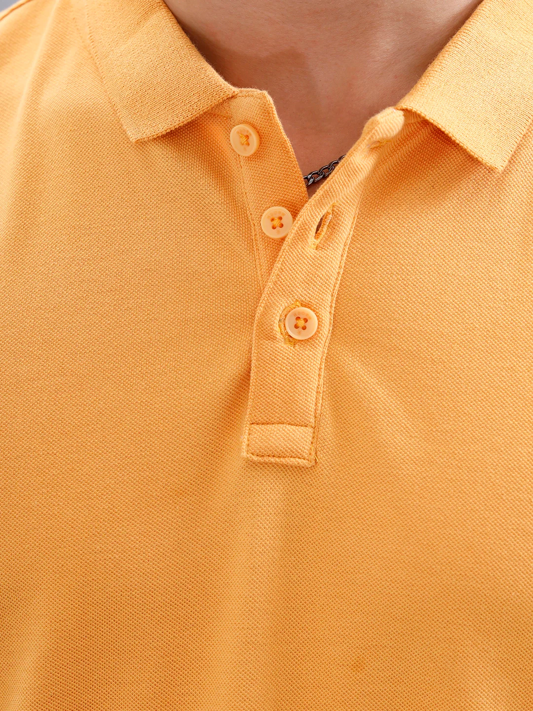 Casual Slim Fit Solid Polo T-Shirt | Orange - Image 5
