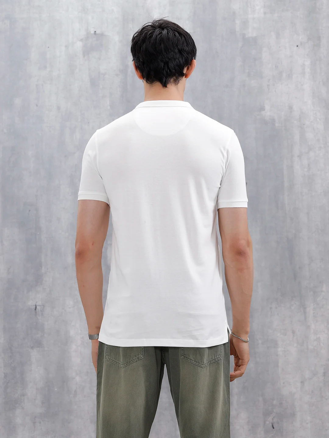 Casual Slim Fit Solid Polo T-Shirt | White - Image 3