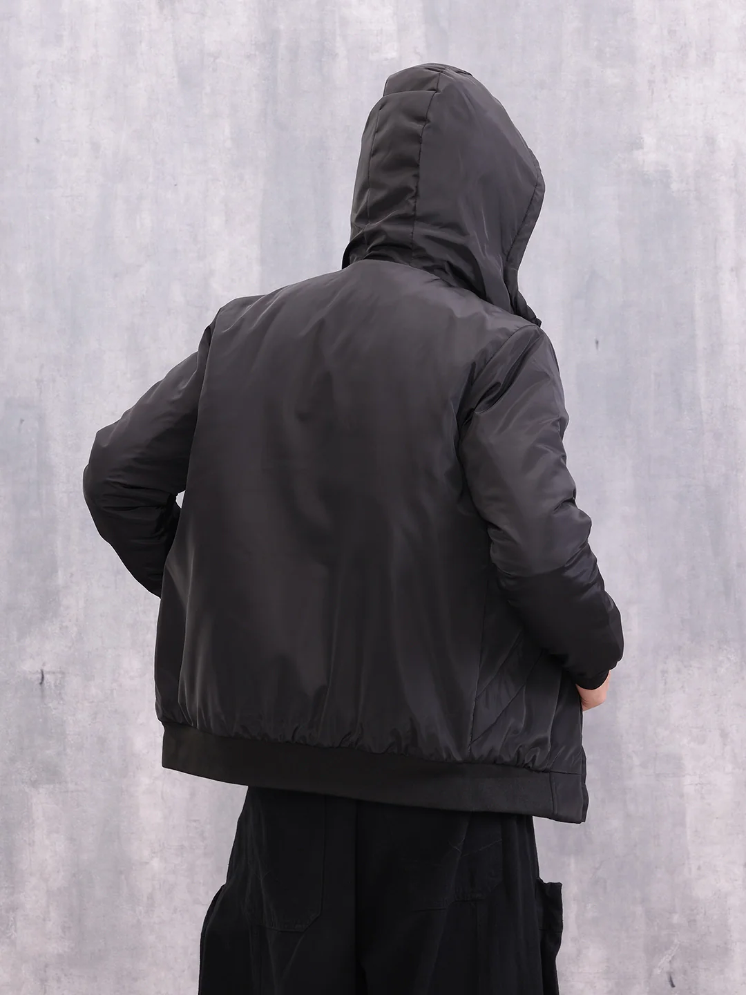 Casual Street Look Black Hooded Bomber Jacket For Men | Black - Image 3