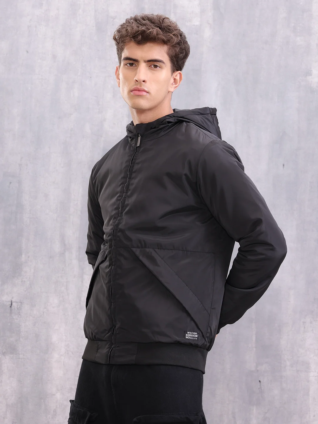 Casual Street Look Black Hooded Bomber Jacket For Men | Black - Image 4