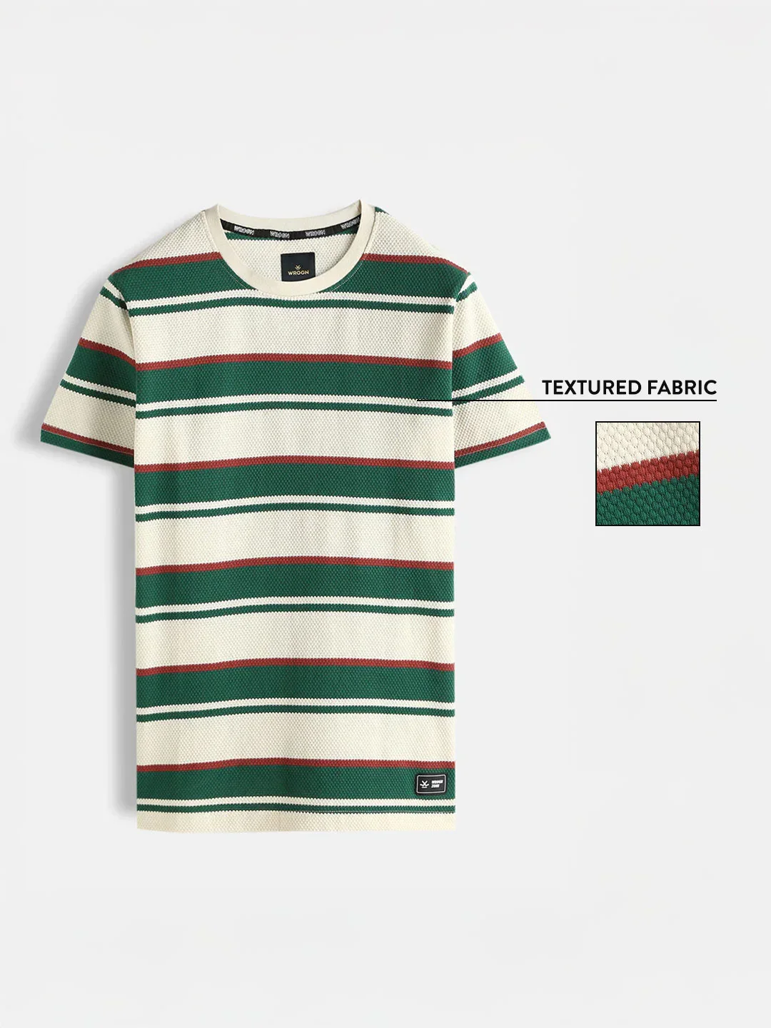 Casual Stripes Slim Fit T-Shirt | Off White - Image 2