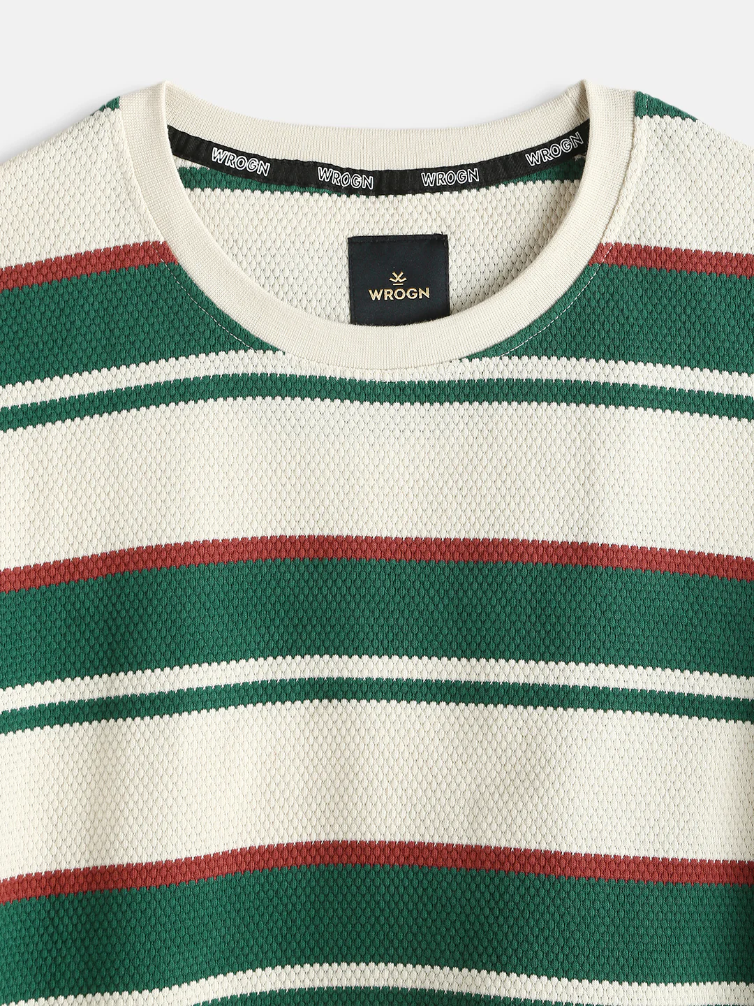 Casual Stripes Slim Fit T-Shirt | Off White - Image 4