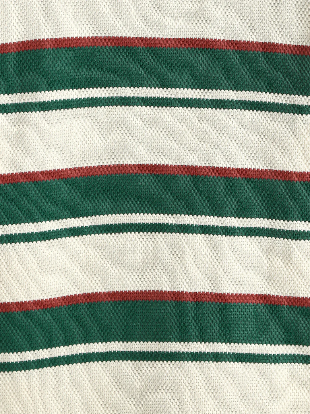 Casual Stripes Slim Fit T-Shirt | Off White - Image 6