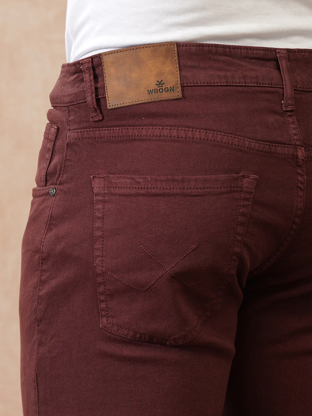Casual Tapered Fit Jeans | Maroon - Image 6