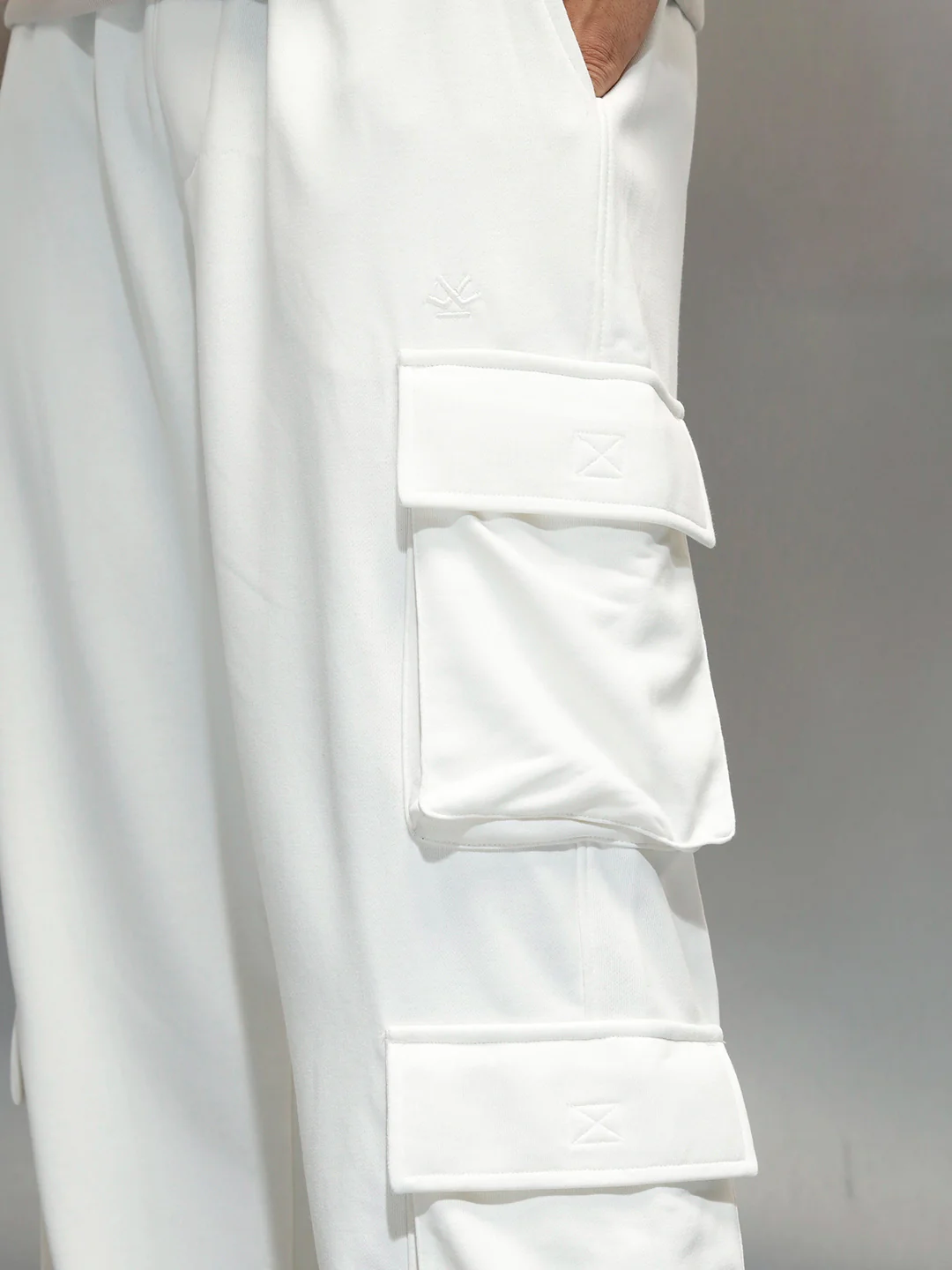 Casual Utility Pocket Joggers for Men | Off White - Image 5