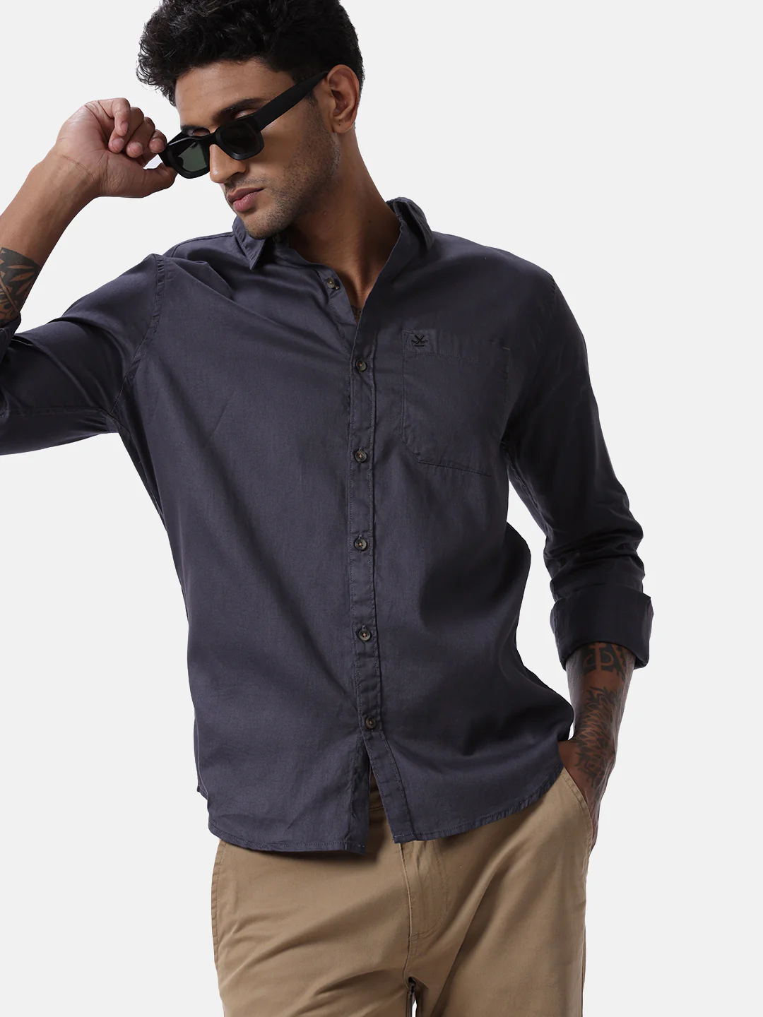 Charcoal Chic Solid Shirt - Image 2