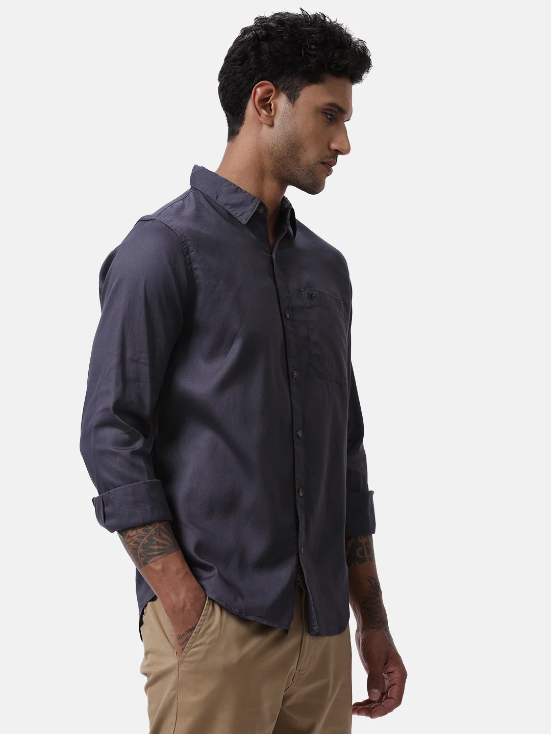 Charcoal Chic Solid Shirt - Image 5