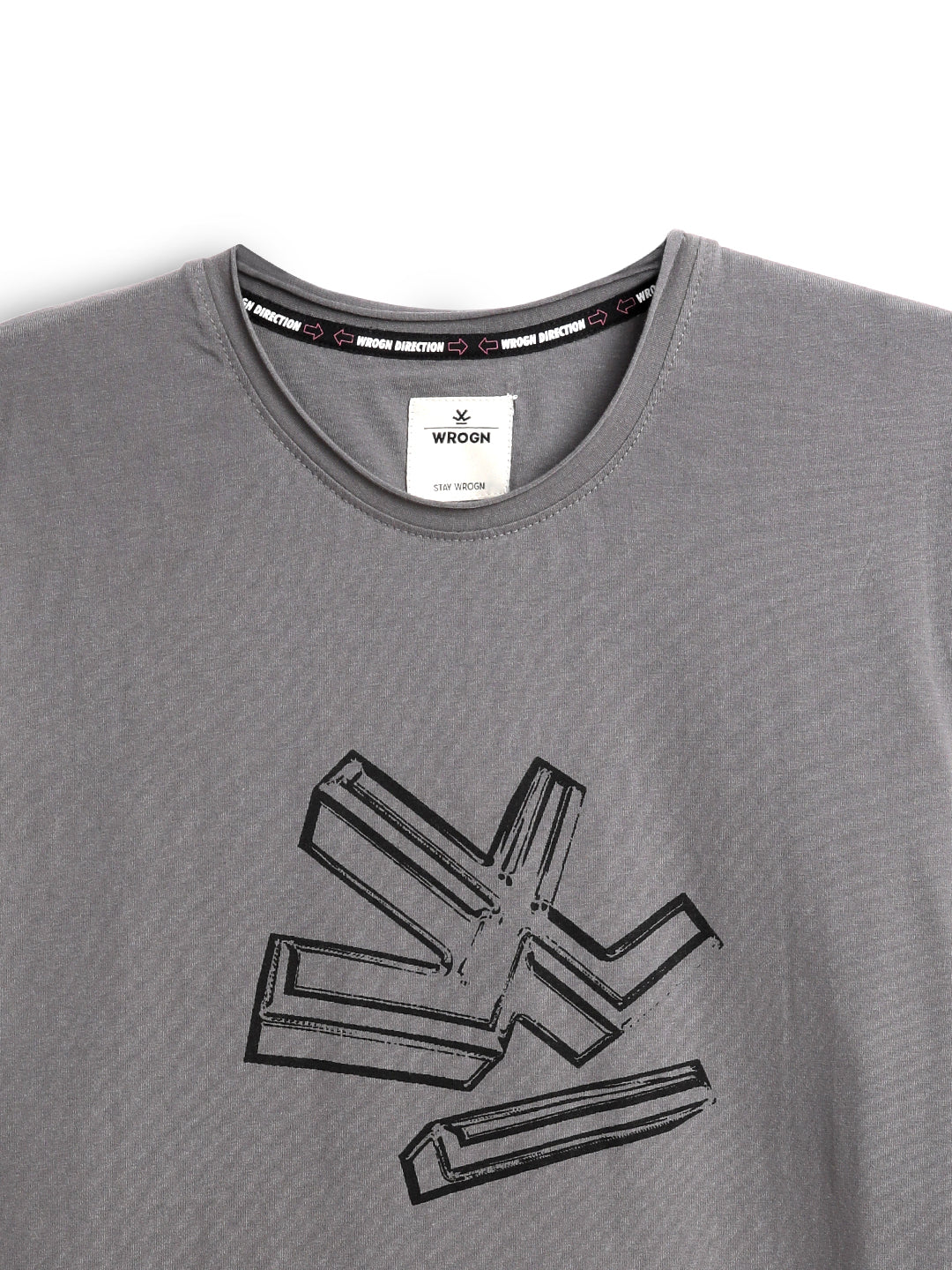 Charcoal Grey Chest Printed T-Shirt - Image 8