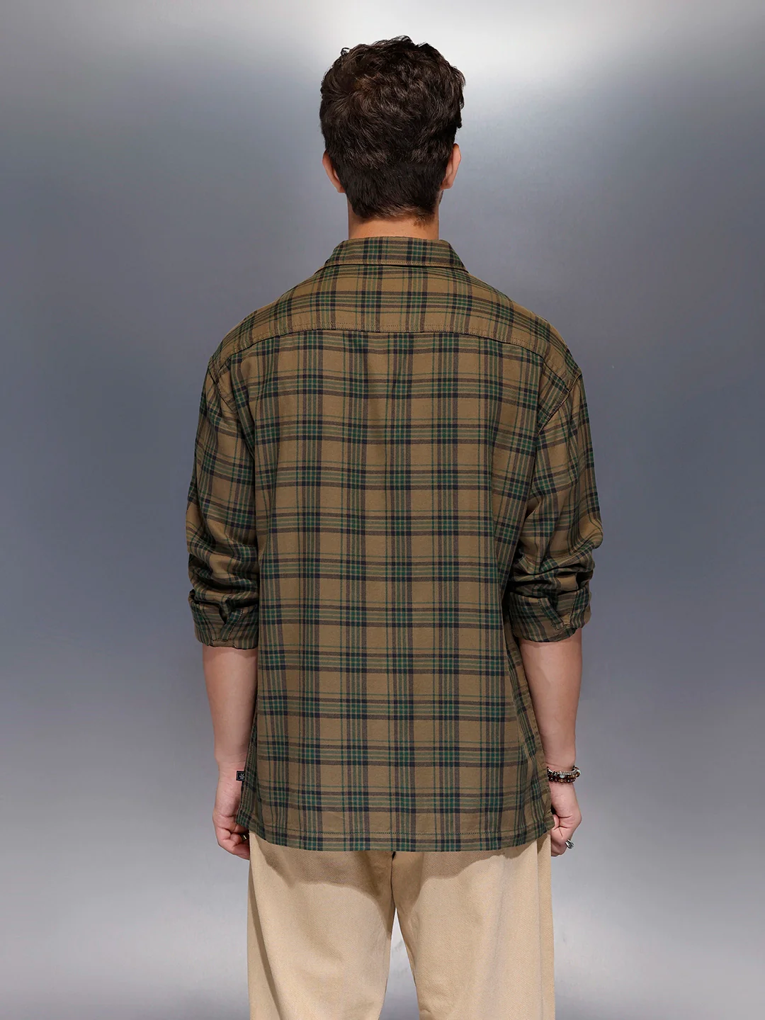 Check flannel Oversize shirt | Olive - Image 3